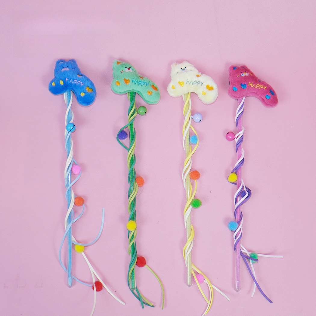 Moo - Colorful Plush Cat Teaser Wand Toy