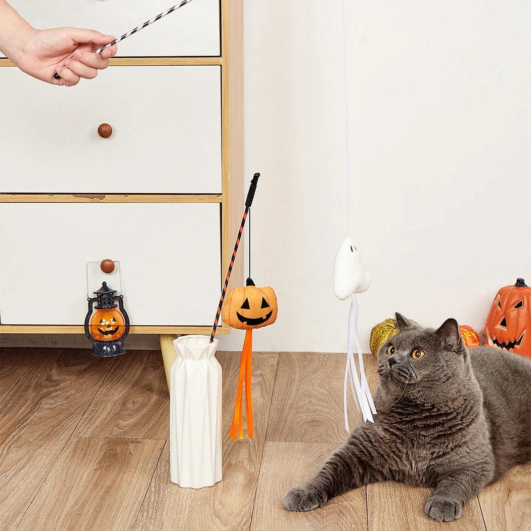 Moo - Halloween Striped Ribbon Wand Cat Toy