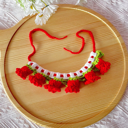 Mokka - Floral Princess Style Knit Cat Collar