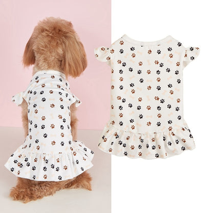 Ozzie - White Cartoon Print Pet Dress