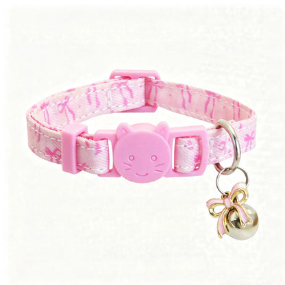 Mokka Pink Bow Cat Collar with Bell