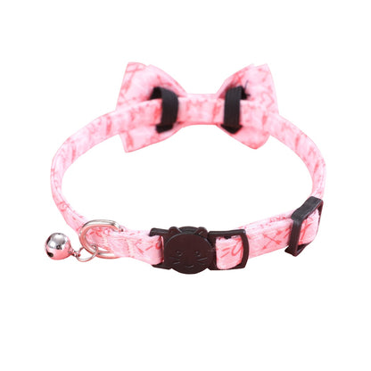 Mokka - Heart Print Bow Cat Collar