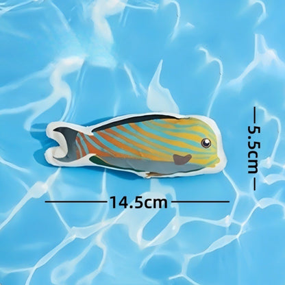 Moo fish plush cat toy displayed on a neutral background for product focus