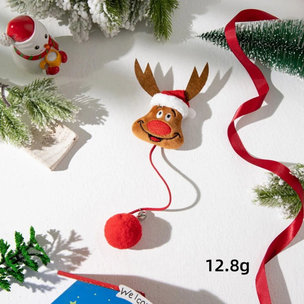 Moo - Christmas Fuzzy Character Pom-Pom Cat Toy