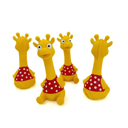 Petkin – Giraffe Squeaky Dog Toy in Red Polka Dots