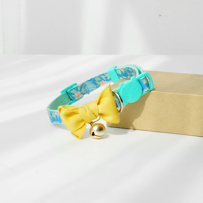Mokka cat collar showing adjustable buckle and floral design