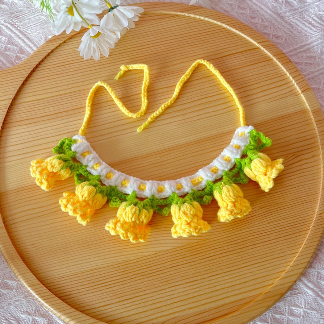 Mokka - Floral Princess Style Knit Cat Collar