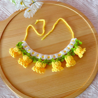 Mokka - Floral Princess Style Knit Cat Collar