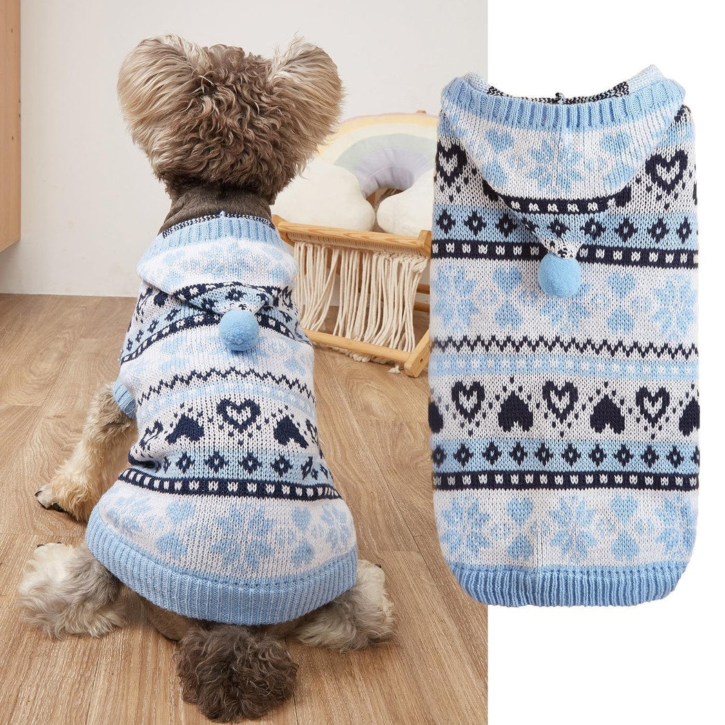 Ozzie - Heart Snowflake Knit Look Pet Sweater