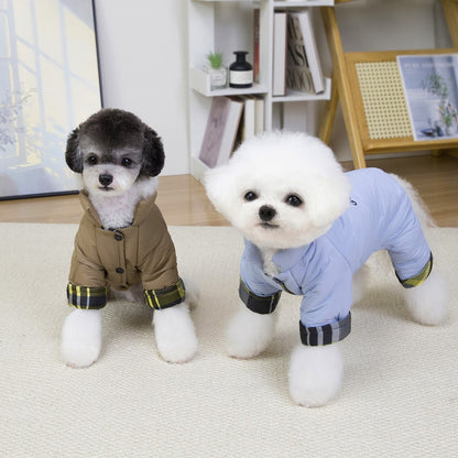 Ozzie - Plaid Cuff Lettered Dog Winter Coverall Coat