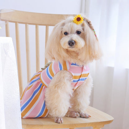 Ozzie - Colorful Striped Bow Pet Dress