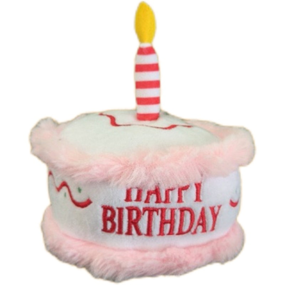 Petkin Birthday Cake Dog Plush Toy with colorful layers and candle design
