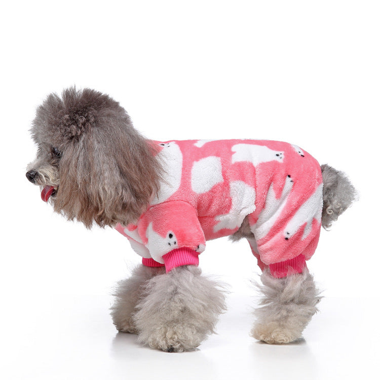 Sleeping dog in Ozzie Bear Design Dog Pajamas, showcasing comfort