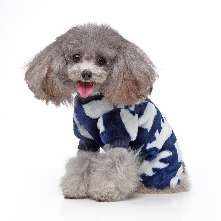 Dog owner easily dressing their pet in Ozzie Bear Design Dog Pajamas