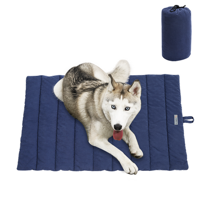 Graphic listing product features for the outdoor dog bed