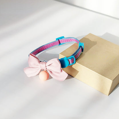 Mokka cat collar with bowknot and bell shown from top angle