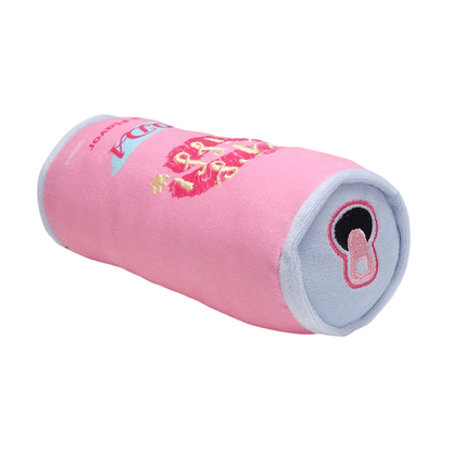 Petkin Soda Dog Squeaky Toy with bright colors and soda can graphics