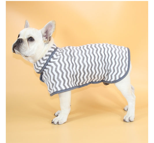 Ozzie - Dog Drying Bathrobe Stripe Print