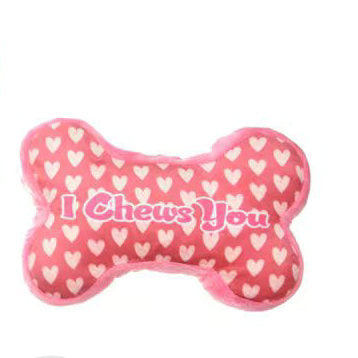 Petkin Valentine Dog Squeaky Toy size comparison with a hand