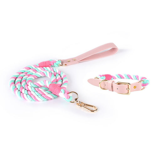 Loofie bright dog collar and leash set in various colors