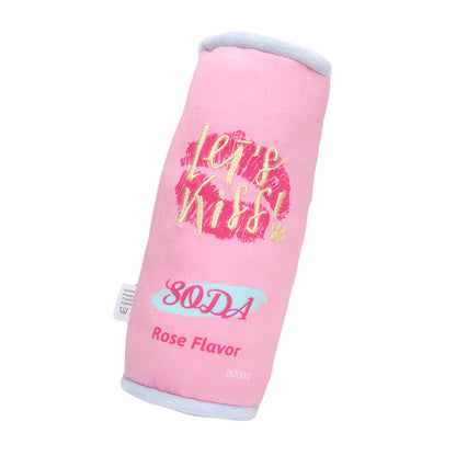 Petkin Soda Dog Squeaky Toy shaped like a soda can with colorful label