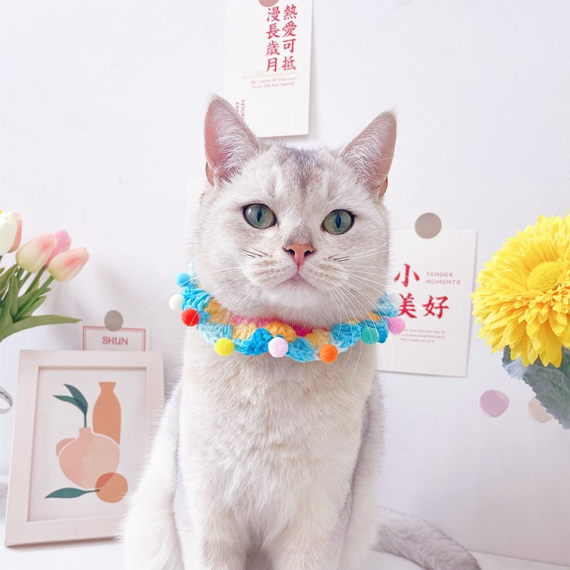 Mokka - Knit Adjustable Cat Collar with Balls