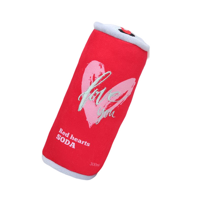 Side view of Petkin Soda Dog Squeaky Toy resembling a soda can