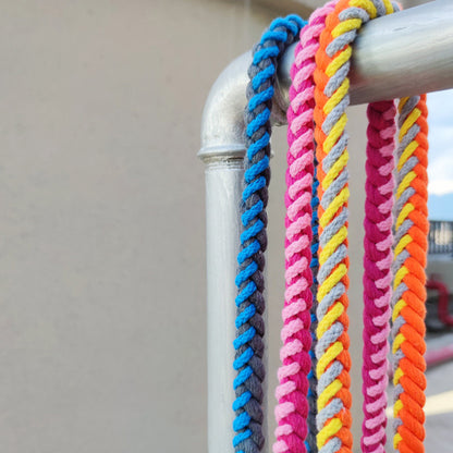 Selection of Loofie Colorful Dog Leashes in multiple colors and styles