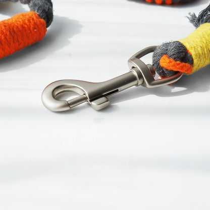 Close view of the rose gold hardware on the Loofie Colorful Dog Leash