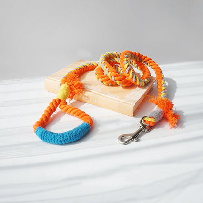 Loofie Colorful Dog Leash laid out to show approximate length and thickness