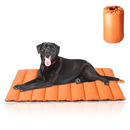 Product diagram image of outdoor dog bed with dimensions and features
