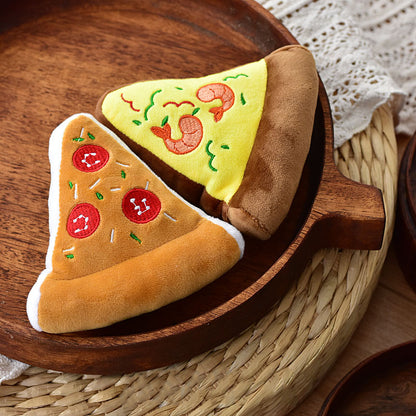 Petkin Pizza Dog Toy made from polyester plush material